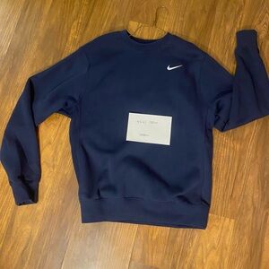 Nike Blue Crewneck Sweater with Ribbed Cuffs